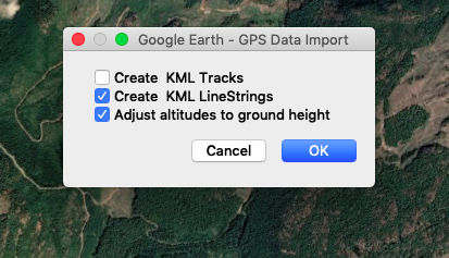 Create KML Linestrings with GPX track in Garmin Basecamp
